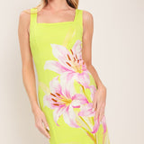 LUSH LIME WOVEN MIDI DRESS