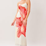 BLOOM STATEMENT POWER MESH CAMI MIDI DRESS
