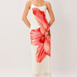 BLOOM STATEMENT POWER MESH CAMI MIDI DRESS