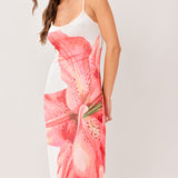 BLOOM STATEMENT POWER MESH CAMI MIDI DRESS