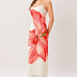 BLOOM STATEMENT POWER MESH CAMI MIDI DRESS