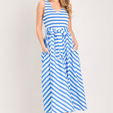 BLUE SERENA WOVEN MIDI DRESS