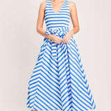BLUE SERENA WOVEN MIDI DRESS