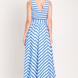 BLUE SERENA WOVEN MIDI DRESS
