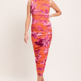 PARADISE GLOW POWER MESH MIDI DRESS