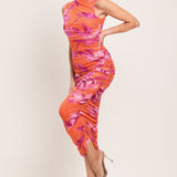 PARADISE GLOW POWER MESH MIDI DRESS