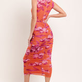 PARADISE GLOW POWER MESH MIDI DRESS