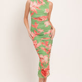 PARADISE GLOW POWER MESH MIDI DRESS