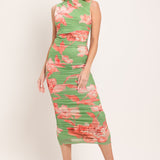 PARADISE GLOW POWER MESH MIDI DRESS