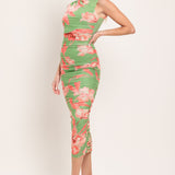 PARADISE GLOW POWER MESH MIDI DRESS