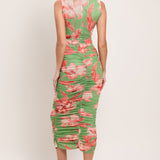 PARADISE GLOW POWER MESH MIDI DRESS