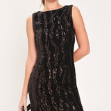 COCOA GLITZ DARK BROWN SEQUIN VELVET MINI DRESS , Flying Tomato (online only)