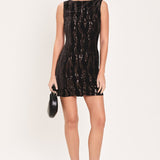COCOA GLITZ DARK BROWN SEQUIN VELVET MINI DRESS , Flying Tomato (online only)