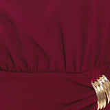 BORDEAUX SCULPT BURGUNDY GATHERED HARDWARE MIDI DRESS, Flying Tomato (online only)