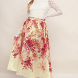 BLOSSOM DREAM BALLERINA WOVEN FULL MIDI SKIRT, Flying Tomato