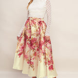 BLOSSOM DREAM BALLERINA WOVEN FULL MIDI SKIRT, Flying Tomato