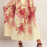 BLOSSOM DREAM BALLERINA WOVEN FULL MIDI SKIRT, Flying Tomato