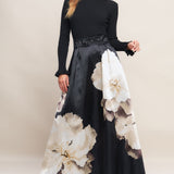 MIDNIGHT BLOOM BELTED WOVEN MAXI SKIRT, Flying Tomato