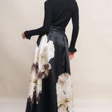 MIDNIGHT BLOOM BELTED WOVEN MAXI SKIRT, Flying Tomato