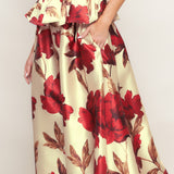 HOLIDAY BLOSSOM WOVEN MIDI SKIRT, Flying Tomato