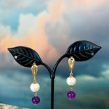 Zhanna Pearl and Amethyst earrings