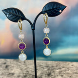 Zhanna Jewelry.  Rose quartz, amethyst, and moonstone earrings