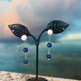 Zhanna Jewelry Pearl and lapis lazuli posted earrings
