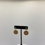 Cast disc with ornate and malachite earrings, Zhanna Jewelry