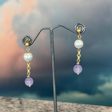 Pearl and Purple Earrings, Zhanna Jewelry