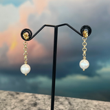 Pearl and Gold Chain Earrings, Zhanna Jewelry