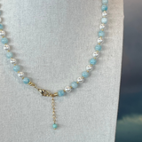 Larimar and Pearl Necklace, Zhanna Jewelry