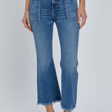 Happi MEDIUM WASH Patch Pocket CROPPED FLARE, by Hidden