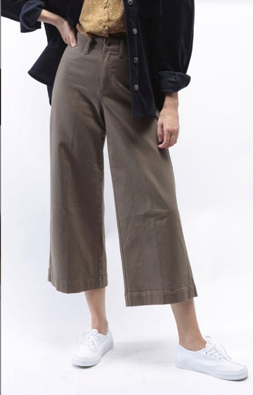 Wide Leg Crop Twill Pant, by OAT