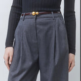 Jayce Gris Pinstripe Trousers, by Suncoo