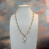 Zhanna Jewelry, Moonstone & Pearl & Clover Leaf 14k gold plated Necklace