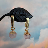 Rose quartz  drop earrings with posted clasp, Zhanna Jewelry