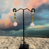 Peridot and rose quartz earrings, Zhanna Jewelry