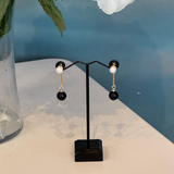 White pearls and onyx earrings, Zhanna Jewelry