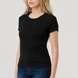 Jersey Short Sleeve Crew Neck Top (Black), Hashttag