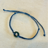 Handmade Jade Loop bracelet- Dark green jade, Dusty blue string