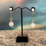 Rose Quartz Drop Earrings, Zhanna Jewelry