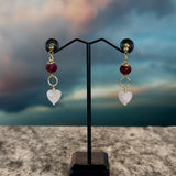 Heart Rose Quartz Drop Earrings, Zhanna Jewelry