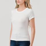 Jersey Short Sleeve Crew Neck Top (White), Hashttag