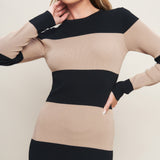 MODERN ATTITUDE STRIPE SWEATER MIDI DRESS, Flying Tomato (online only)