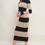 MODERN ATTITUDE STRIPE SWEATER MIDI DRESS, Flying Tomato (online only)