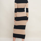 MODERN ATTITUDE STRIPE SWEATER MIDI DRESS, Flying Tomato (online only)