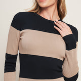 MODERN ATTITUDE STRIPE SWEATER MIDI DRESS, Flying Tomato (online only)