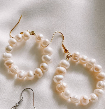 Sweet As Sugarcane - Full pearl hoop earrings