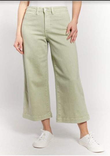 Wide Leg Twill Pant, Soft Mint, by OAT