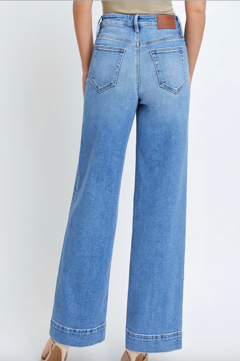 *Preorder* Hidden Jeans MEDIUM WASH FRONT POCKET STREACH WIDE LEG NORI